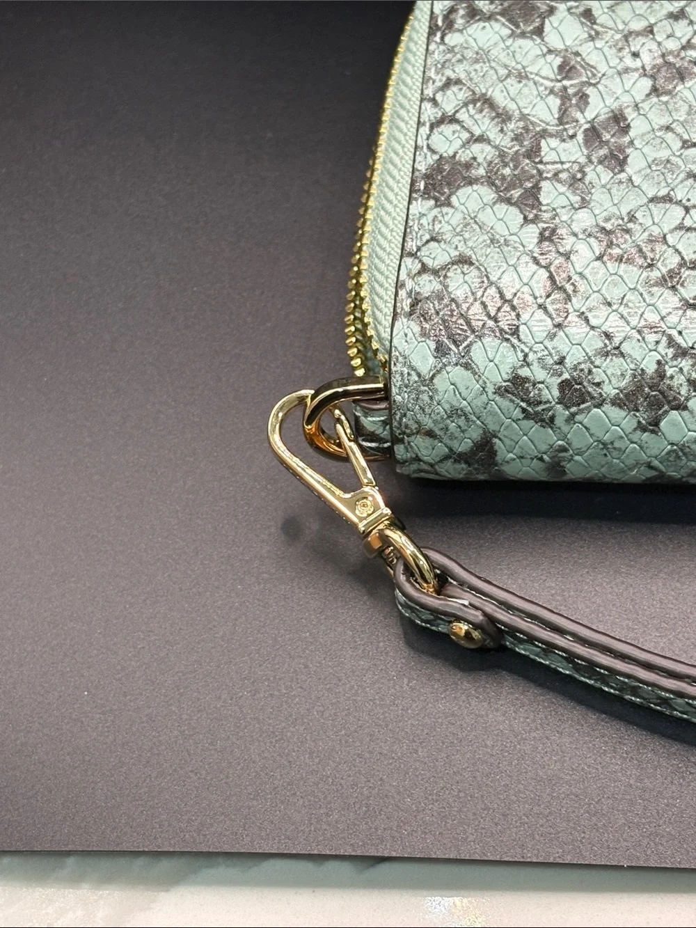Michael Kors Mint Snake-Print Tote with Matching Wristlet and White Sneakers